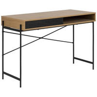 SKRIVBORD 110/50/75 cm  i svart, ekfärgad  - svart/ekfärgad, Modern, metall/trämaterial (110/50/75cm) - MID.YOU