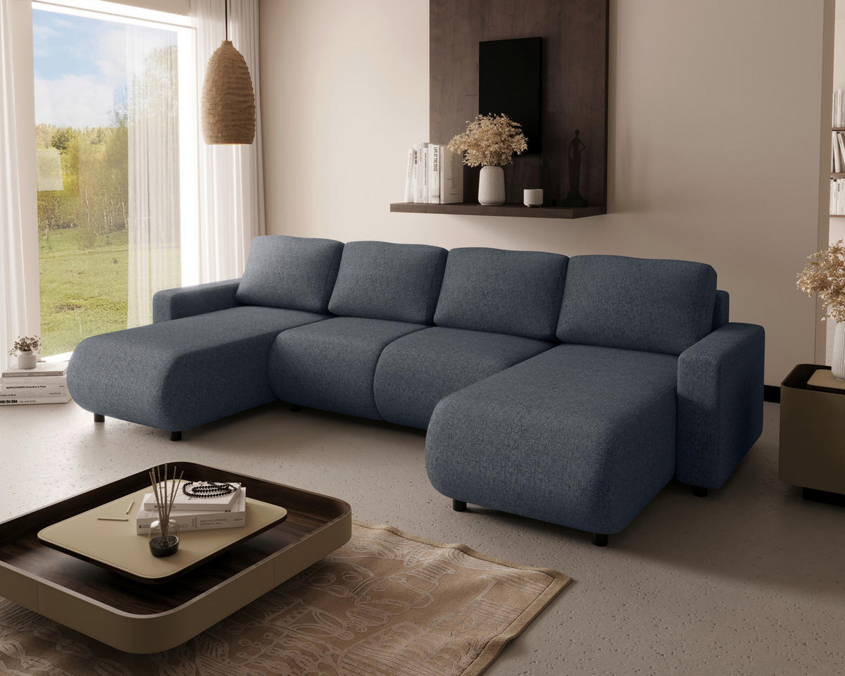 WOHNLANDSCHAFT Anthrazit Webstoff  - Anthrazit/Schwarz, MODERN, Kunststoff/Textil (150/312/150cm) - Xora