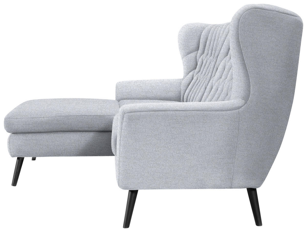 ECKSOFA in Flachgewebe Hellgrau  - Hellgrau/Schwarz, Design, Holz/Textil (165/237cm) - Stylife