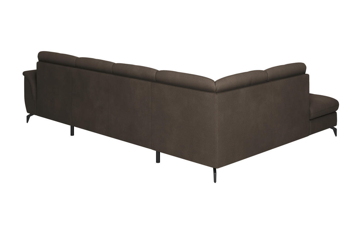 WOHNLANDSCHAFT Dunkelbraun Flachgewebe  - Dunkelbraun/Schwarz, MODERN, Textil/Metall (212/319/164cm) - Sit & More