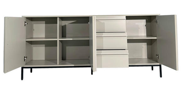 SIDEBOARD WABI 180/81/40 cm 3 Schublade(n)  - Hellgrau/Schwarz, Design, Holz/Holzwerkstoff (180/81/40cm) - Xora
