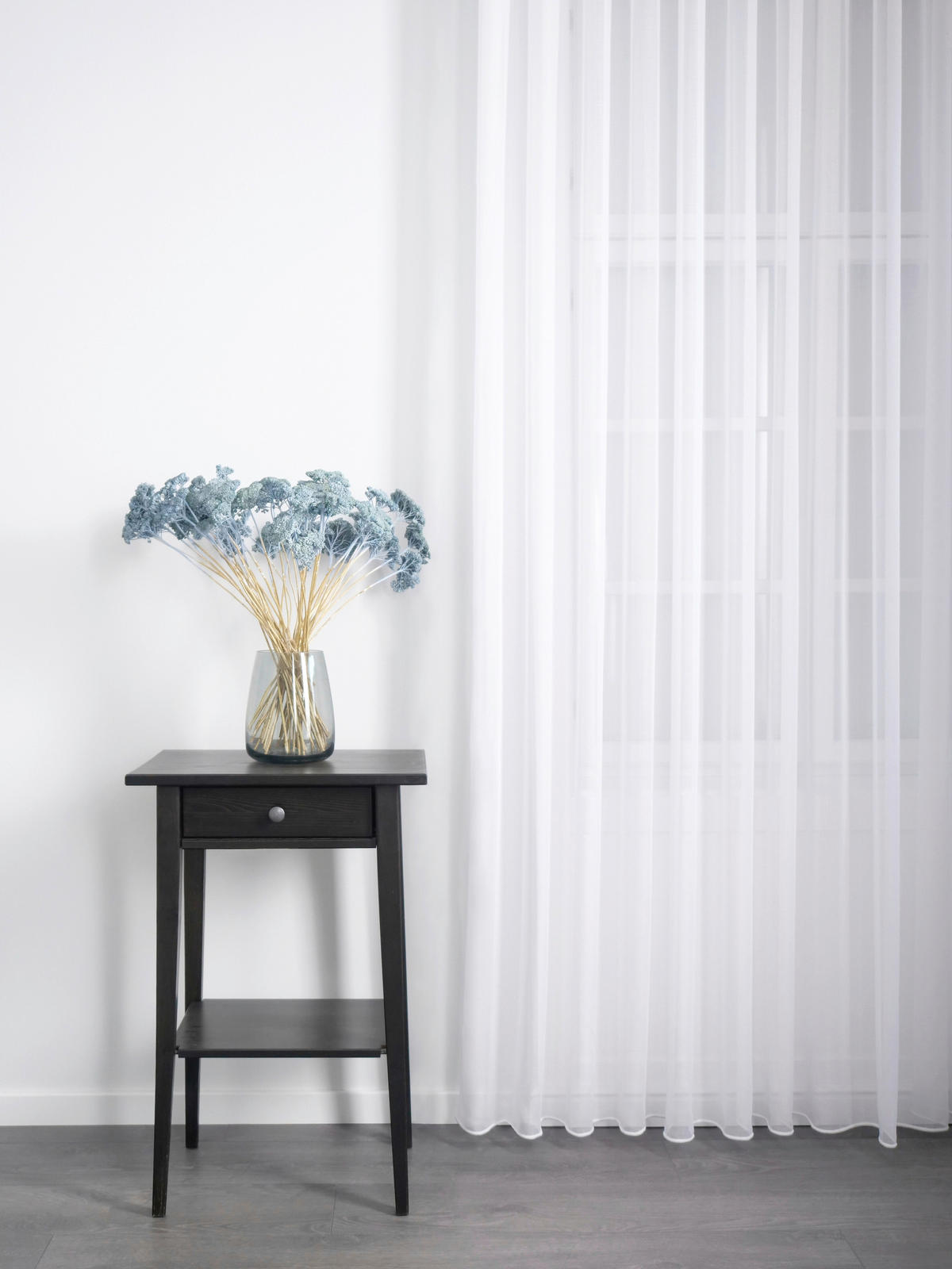 Perdea Tip Plasă  - alb, Basics, textil (300cm)