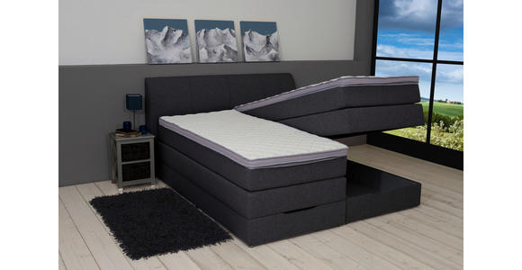 BOXSPRINGBETT 200/200 cm  in Anthrazit  - Anthrazit, KONVENTIONELL, Textil (200/200cm) - Carryhome