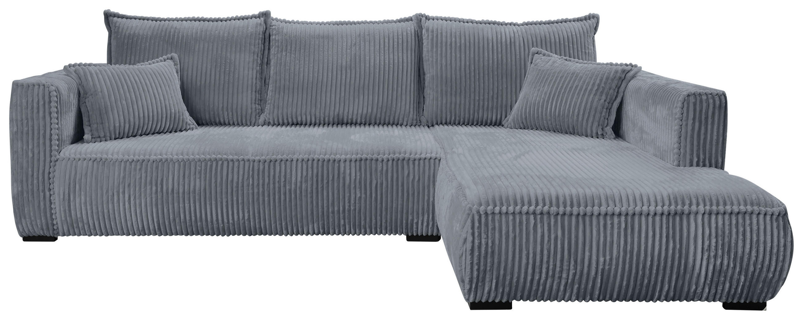 ECKSOFA in Cord Grau  - Schwarz/Grau, Modern, Holz/Textil (322/208cm) - MID.YOU