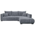 ECKSOFA in Cord Grau  322/208 cm  - Schwarz/Grau, MODERN, Holz/Textil (322/208cm) - Carryhome