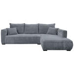 ECKSOFA in Cord Grau  - Schwarz/Grau, MODERN, Holz/Textil (322/208cm) - Carryhome