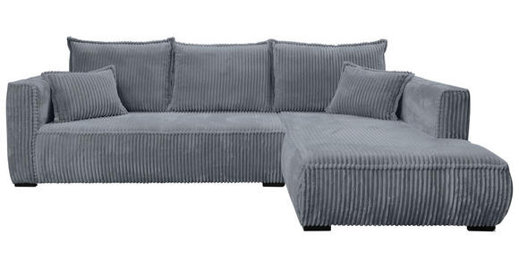 ECKSOFA in Cord Grau  322/208 cm  - Schwarz/Grau, MODERN, Holz/Textil (322/208cm) - Carryhome