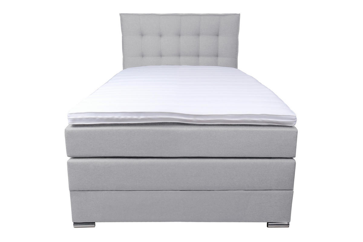 BOXSPRINGBETT 120/200 cm  in Hellgrau  - Chromfarben/Hellgrau, Konventionell, Kunststoff/Textil (120/200cm) - Boxxx
