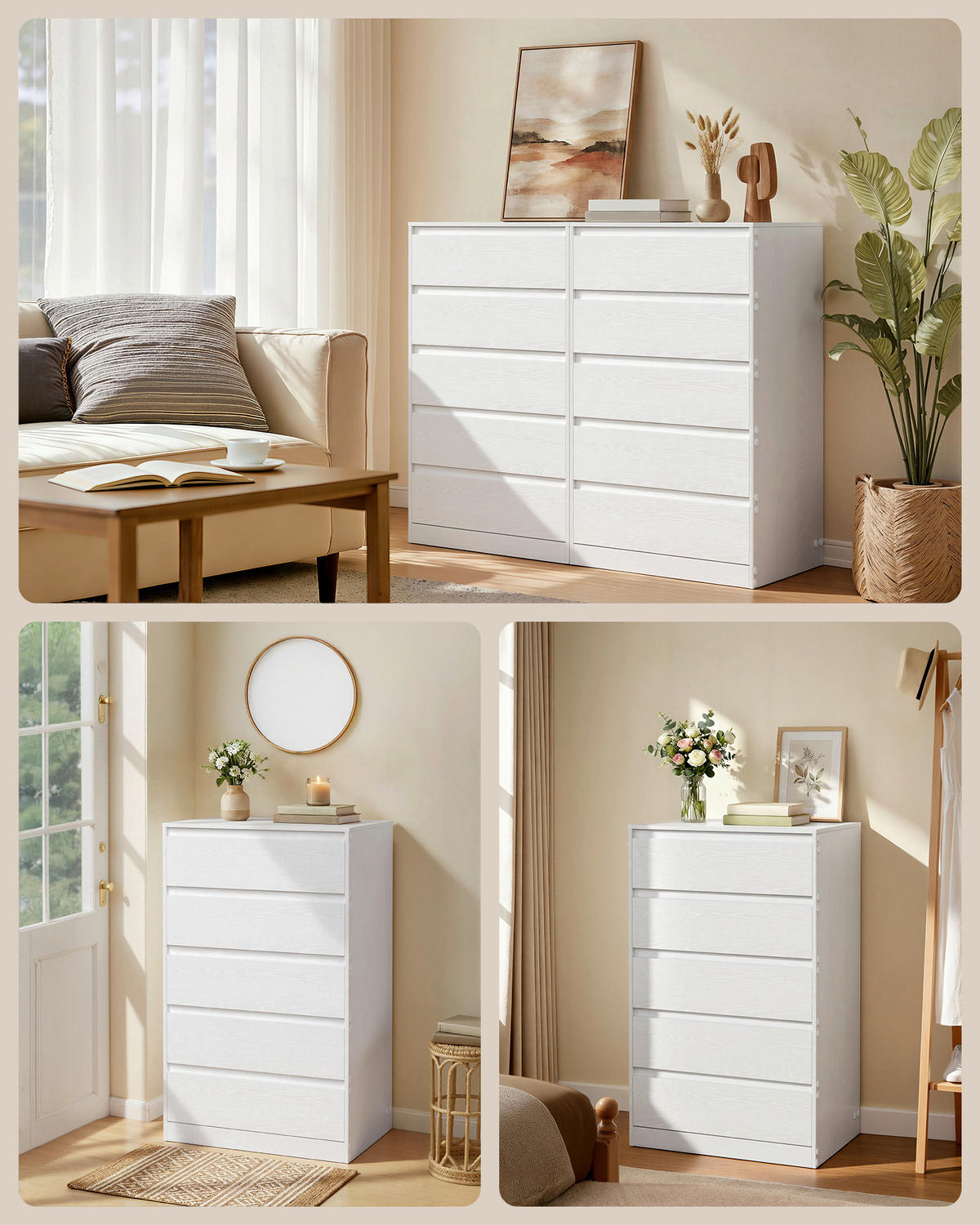 KOMMODE , 60/97,4/40 cm, 5 Schublade(n)  - Weiß, Trend, Holzwerkstoff (60/97,4/40cm) - Boxxx