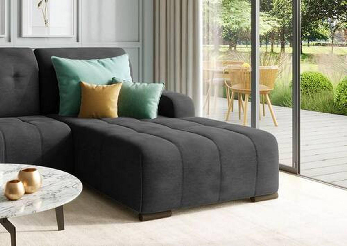 ECKSOFA in Mikrofaser Schwarz  - Schwarz, Modern, Textil/Metall (185/292cm) - Livetastic