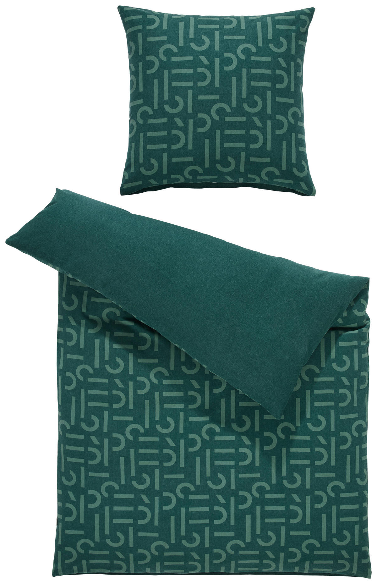 WENDEBETTWÄSCHE E-Scatter Big Flanell 135/200 cm  - Dunkelgrün/Grün, Basics, Textil (135/200cm) - Esprit