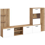 WOHNWAND 4-teilig  in Weiß, Eichefarben  250/135/38 cm  - Eichefarben/Anthrazit, MODERN, Glas/Holzwerkstoff (250/135/38cm) - Carryhome
