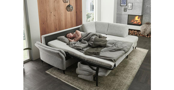 ECKSOFA  in Webstoff Ecru  - Ecru/Schwarz, KONVENTIONELL, Textil/Metall (277/201cm) - Dieter Knoll