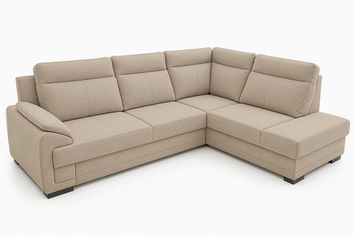 ECKSOFA ALTONA in Flachgewebe Cappuccino  - Schwarz/Cappuccino, Basics, Holz/Holzwerkstoff (272/207cm) - MID.YOU