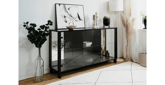 SIDEBOARD 160/85/37,5 cm  in Schwarz  - Schwarz, KONVENTIONELL, Glas/Holzwerkstoff (160/85/37,5cm) - Carryhome