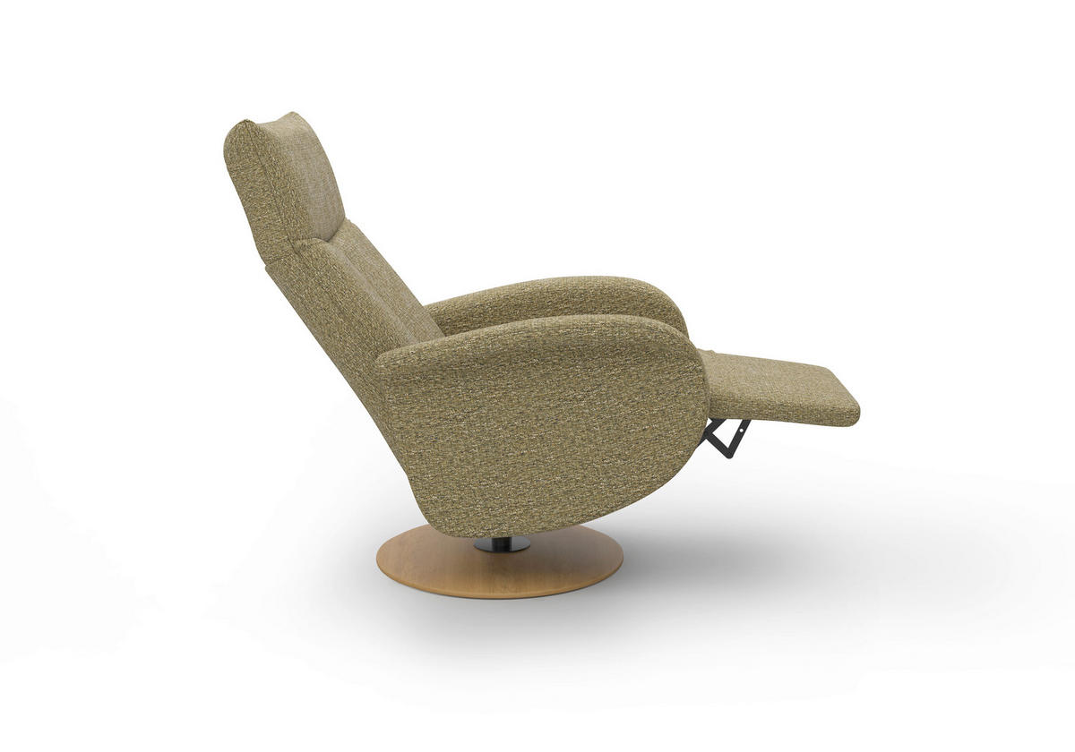 RELAXSESSEL GLENDALE E Chenille Kopfteilverstellung, Rücken echt    - Eichefarben/Olivgrün, KONVENTIONELL, Holzwerkstoff/Textil (75/112/82cm) - Sit & More