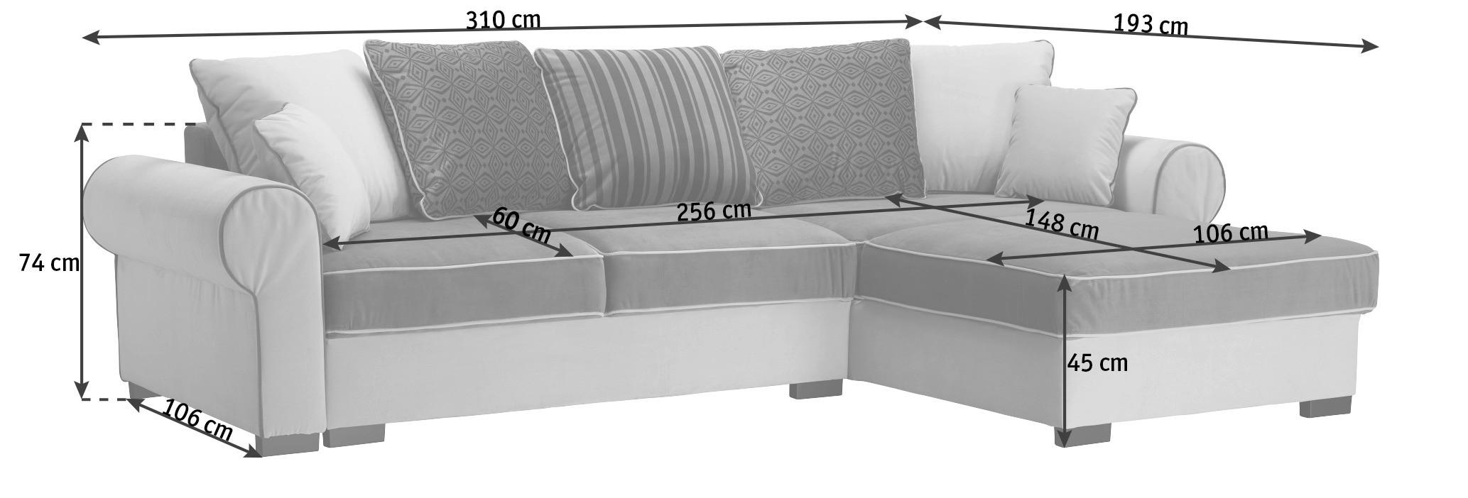 WOHNLANDSCHAFT Creme, Naturfarben Mikrofaser  - Creme/Braun, ROMANTIK / LANDHAUS, Kunststoff/Textil (310/193cm) - Livetastic