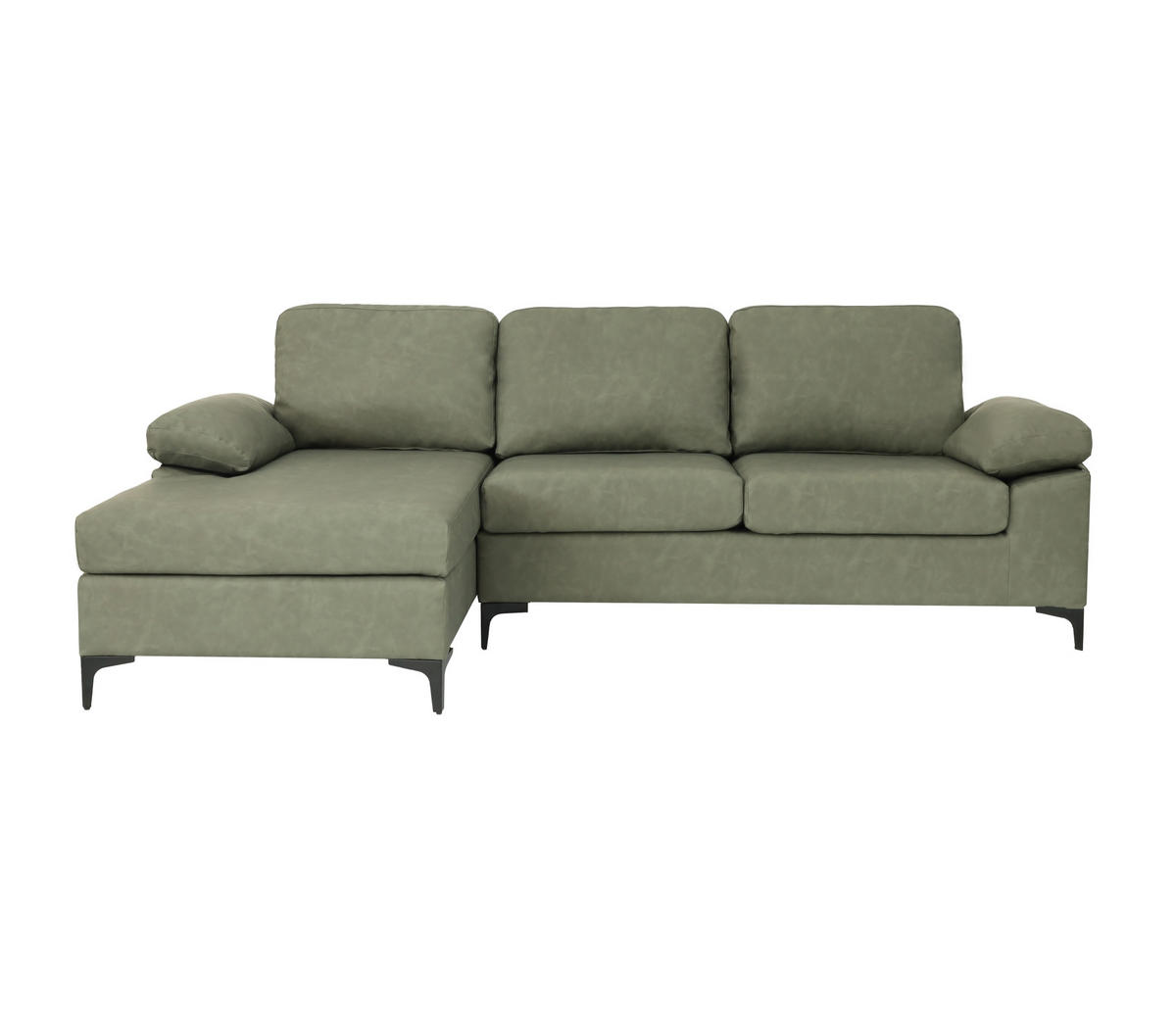 ECKSOFA in Lederlook Grün  - Schwarz/Grün, Konventionell, Kunststoff/Textil (135/262cm) - MID.YOU