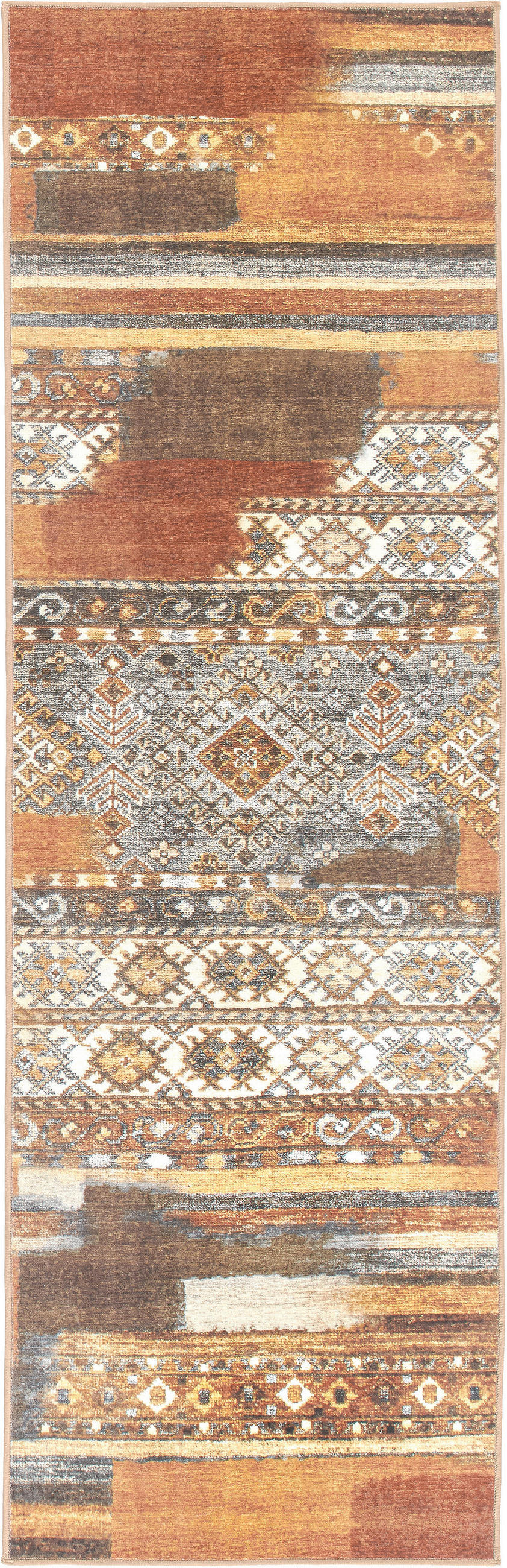LÄUFER 80/250 cm CORTEA MYFAR, waschbar  - Greige/Cognac, Design, Kunststoff/Textil (80/250cm) - Lindorug