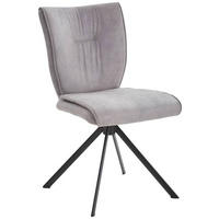 STUHL Lederlook, Velours, Mikrofaser Grau  - Schwarz/Grau, Design, Textil/Metall (49/89/61cm) - Dieter Knoll