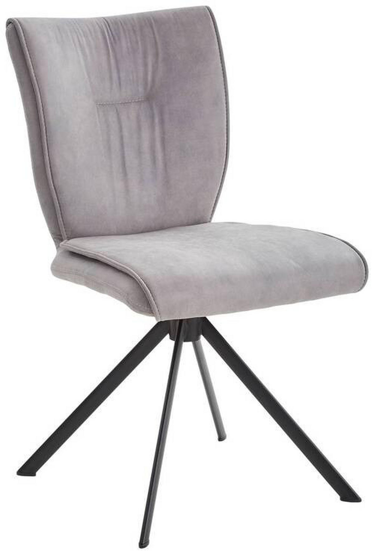 STUHL Lederlook, Velours, Mikrofaser Grau  - Schwarz/Grau, Design, Textil/Metall (49/89/61cm) - Dieter Knoll