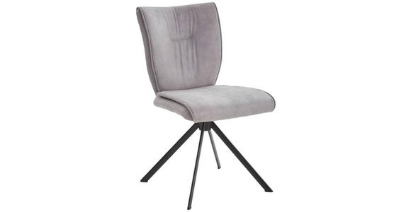 STUHL Lederlook, Velours, Mikrofaser Grau  - Schwarz/Grau, Design, Textil/Metall (49/89/61cm) - Dieter Knoll