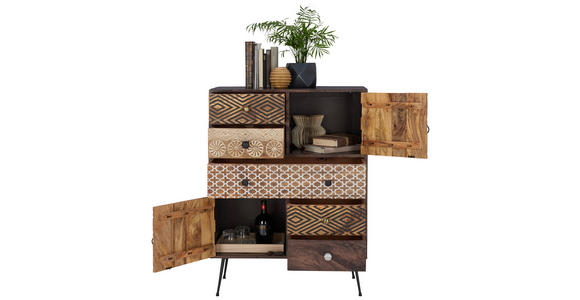 KOMMODE  in 80/108/35 cm  - Dunkelbraun/Messingfarben, LIFESTYLE, Holz/Metall (80/108/35cm) - Landscape