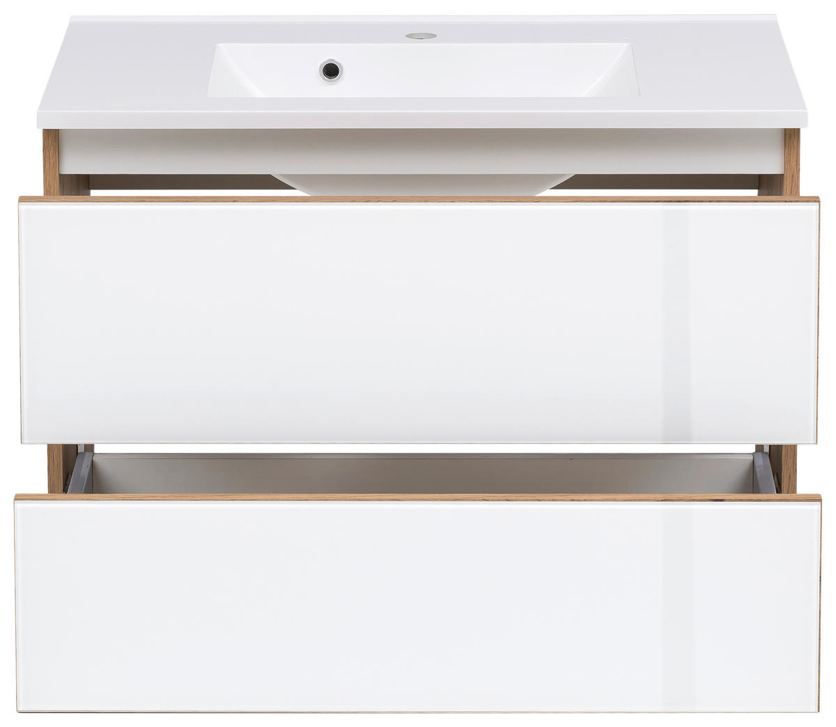 BADEZIMMER  in 80 cm  - Weiss/Eichefarben, Konventionell, Glas/Holzwerkstoff (80cm) - Held