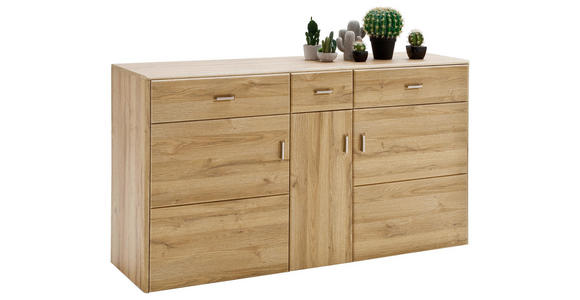 SIDEBOARD 154/88/45 cm - Eichefarben/Nickelfarben, KONVENTIONELL, Holzwerkstoff/Metall (154/88/45cm) - Cantus