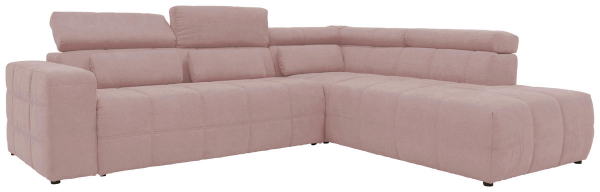 ECKSOFA Rosa Mikrofaser  - Schwarz/Rosa, Design, Kunststoff/Textil (275/228cm) - MID.YOU
