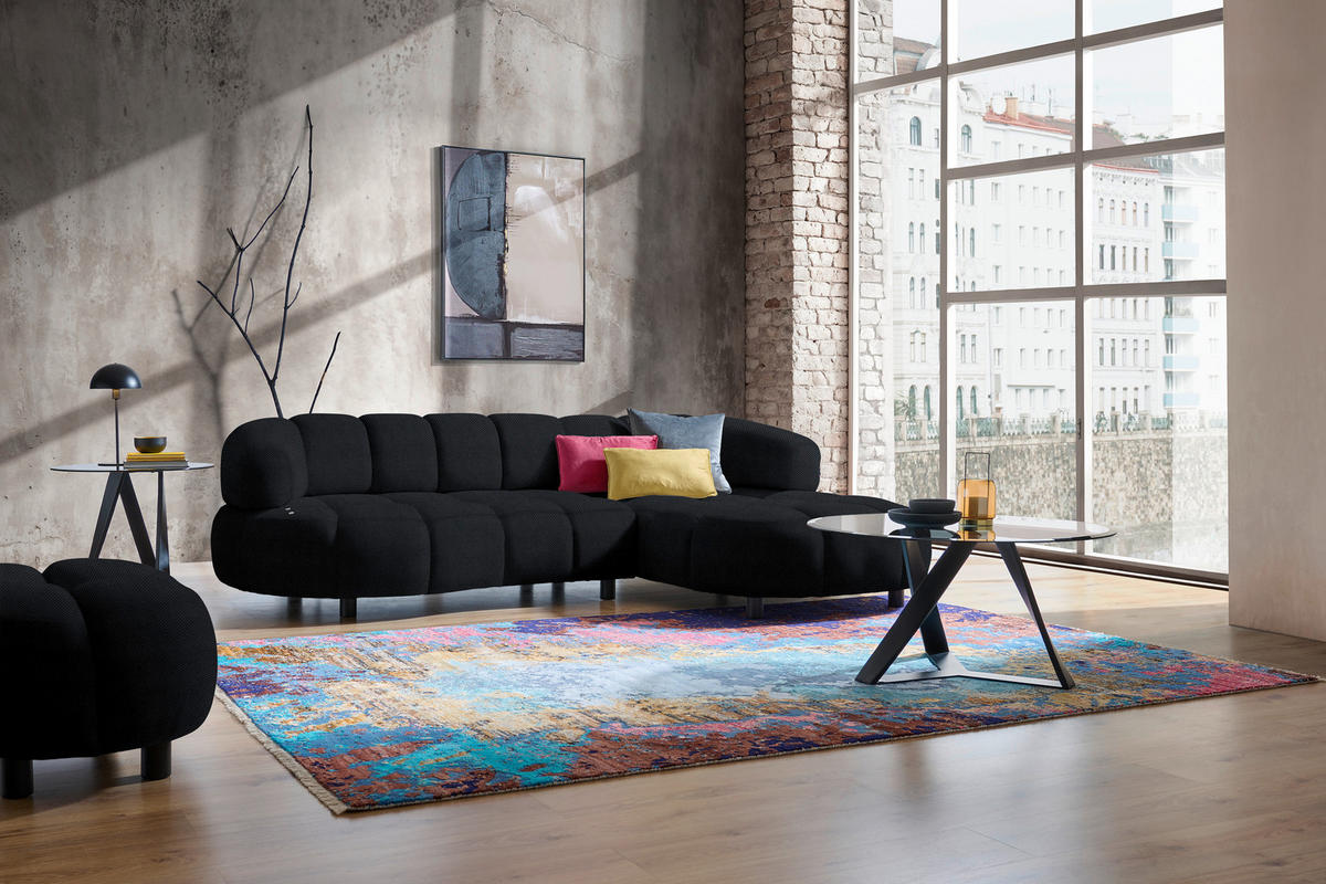 ECKSOFA in Webstoff Schwarz  - Schwarz, Design, Holz/Textil (284/183cm) - Welnova