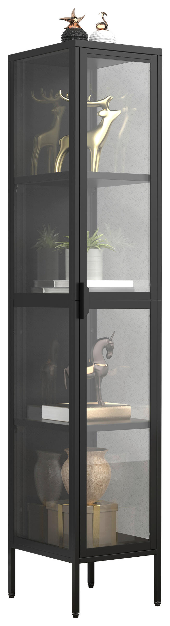 VITRINE in Schwarz  - Transparent/Schwarz, Design, Glas/Metall (30/160/35cm) - MID.YOU