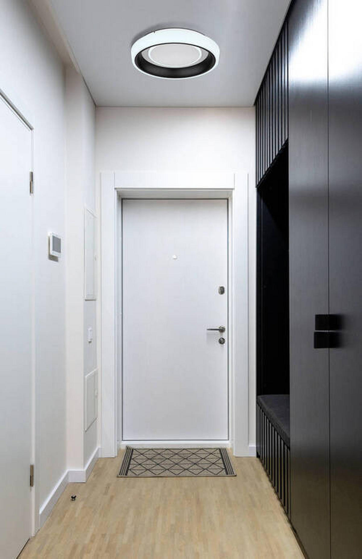 STROPNÍ LED SVÍTIDLO, 50/9,5 cm  - černá/opál, Design, kov/plast (50/9,5cm)