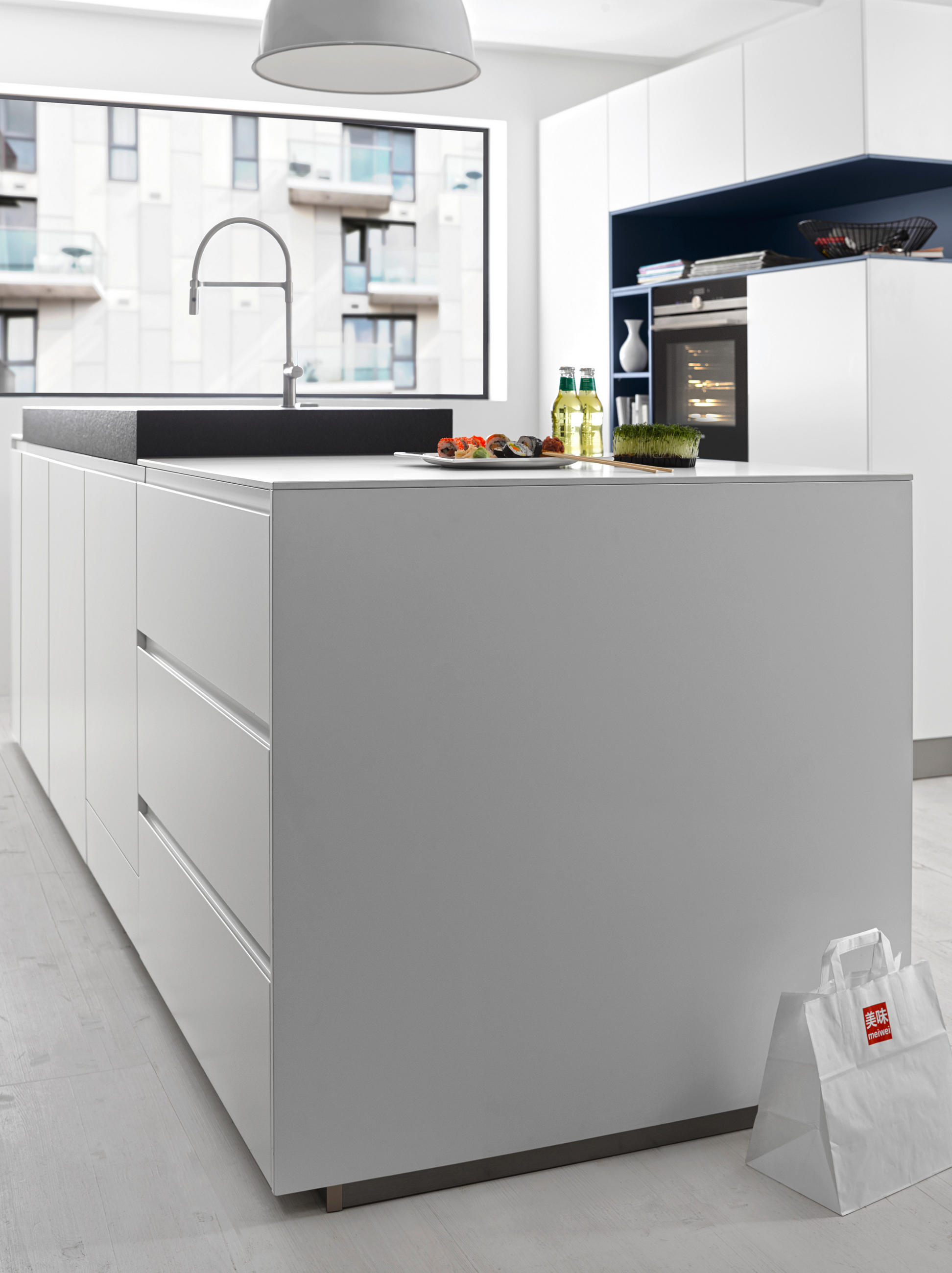 EINBAUKÜCHE SIGMA LACK  - Blau/Anthrazit, Design, Holzwerkstoff - Nolte Küchen