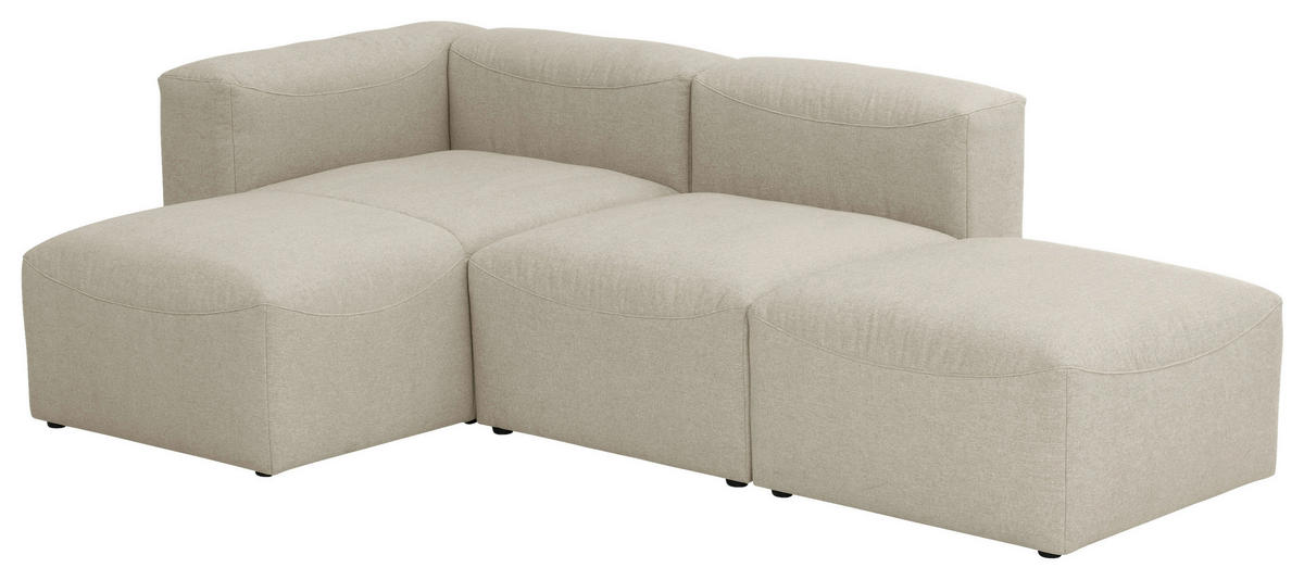 ECKSOFA in Flachgewebe Creme  160/250 cm  - Creme, Design, Kunststoff/Textil (160/250cm) - Max Winzer