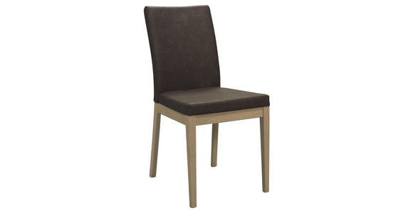 STUHL beflockt Buche massiv Braun, Eichefarben - Eichefarben/Braun, Natur, Holz/Textil (47/95/43cm) - Cantus