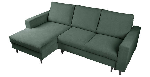 ECKSOFA  in Struktur Dunkelgrün  - Dunkelgrün/Schwarz, MODERN, Holz/Kunststoff (145/230cm) - Carryhome