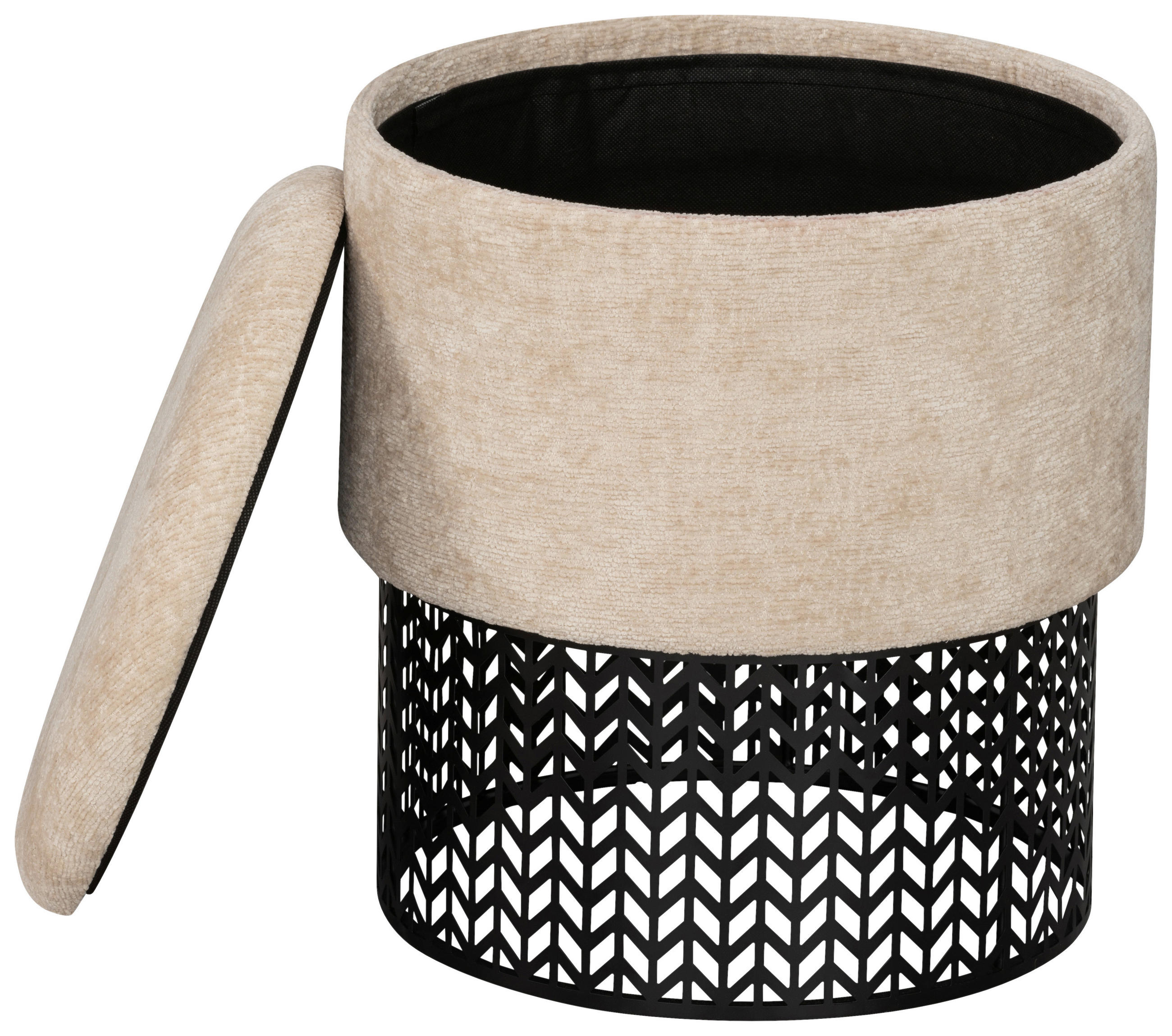 POUF in Beige Metall, Textil, Holzwerkstoff Beige  - Beige, Design, Holzwerkstoff/Textil (40/44/40cm) - MID.YOU