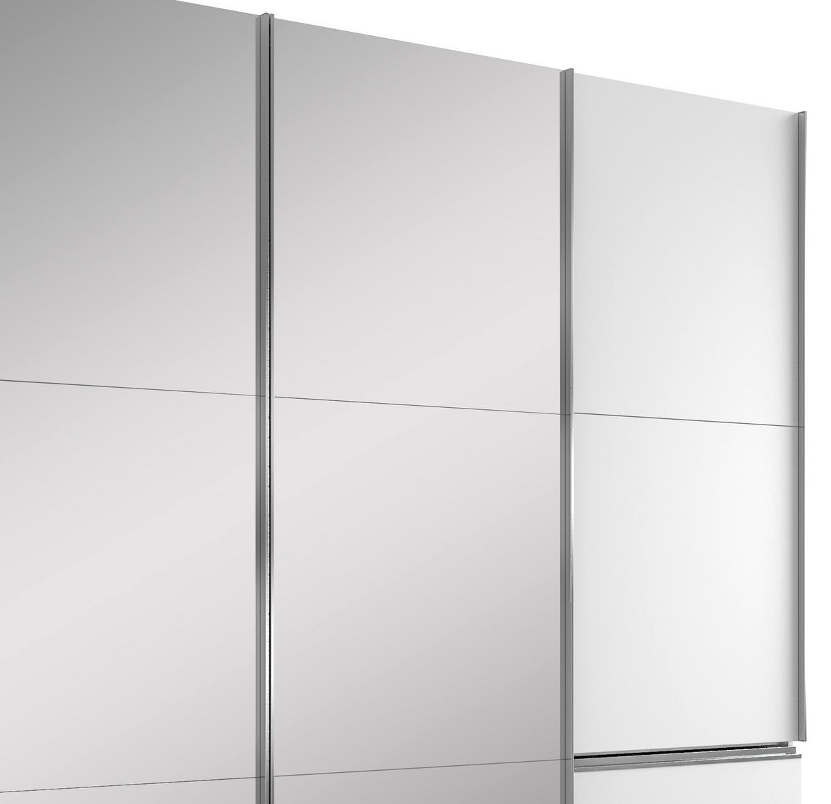 SCHWEBETÜRENSCHRANK in Weiss  - Chromfarben/Weiss, Modern, Glas/Holzwerkstoff (300/216/65cm) - MID.YOU