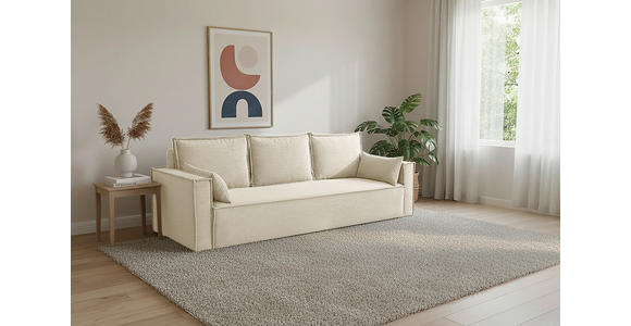 SCHLAFSOFA  mit Rücken echt, Armteil links, Armteil rechts Cord Creme  - Creme/Schwarz, Design, Textil (232/85/92cm) - Xora