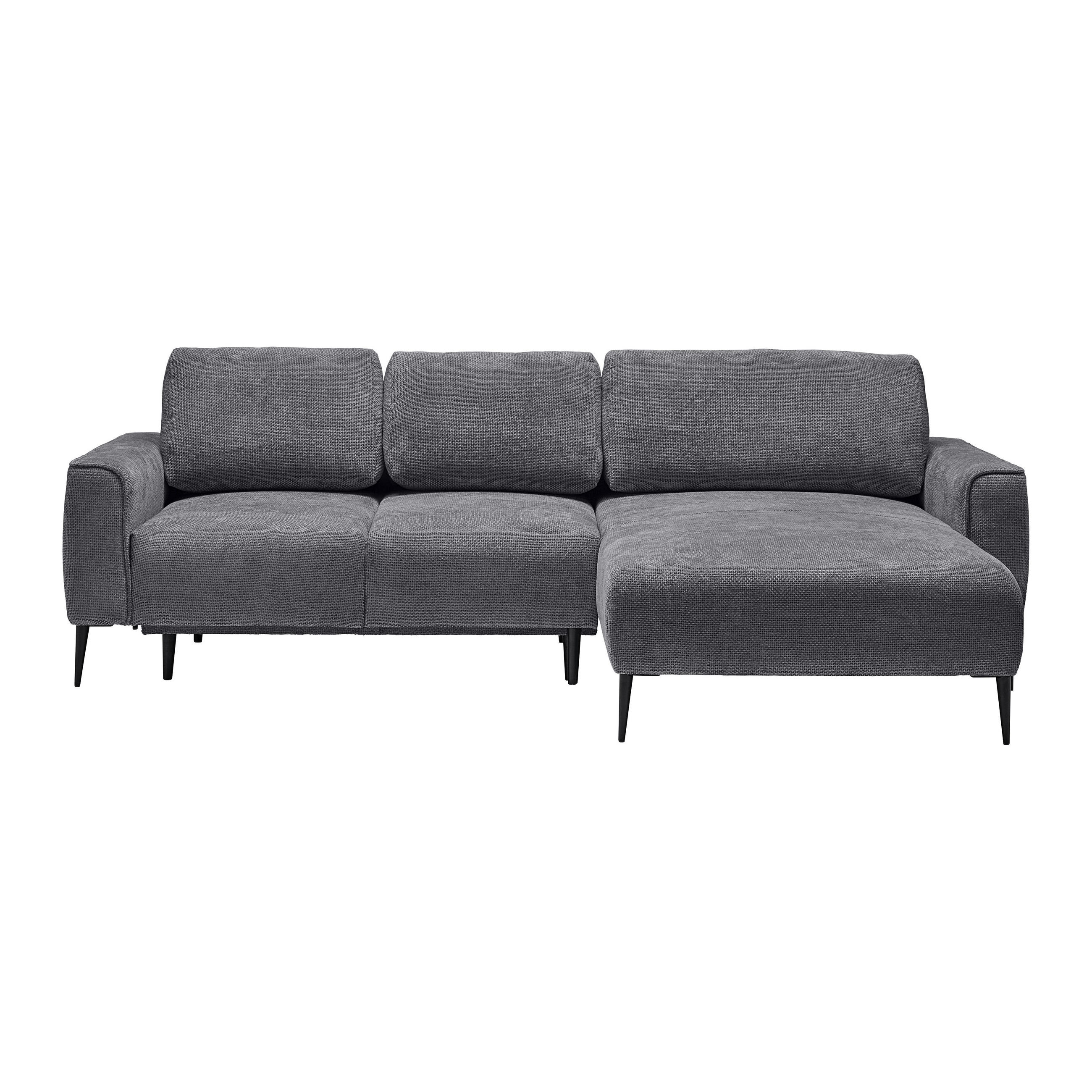ECKSOFA in Webstoff Anthrazit  - Anthrazit/Schwarz, Modern, Textil/Metall (255/164cm) - MID.YOU
