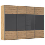 SCHWEBETÜRENSCHRANK  in Schwarz, Eiche Artisan  - Chromfarben/Schwarz, KONVENTIONELL, Glas/Holzwerkstoff (316/235/68cm) - Novel