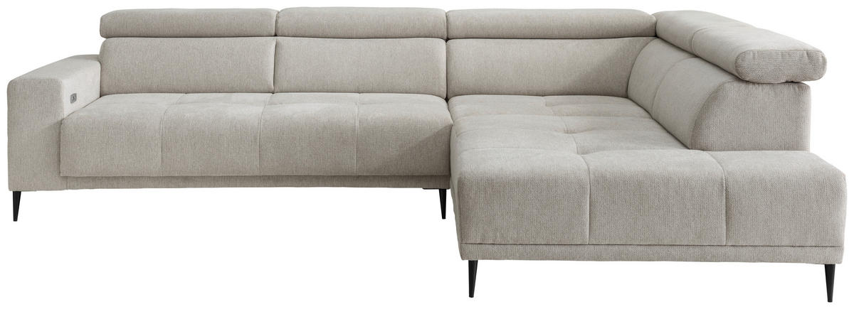 ECKSOFA Chenille Beige  - Beige/Schwarz, Konventionell, Textil/Metall (305/225cm) - Livetastic