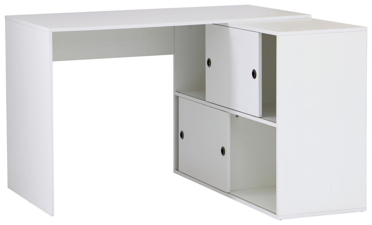 ECKSCHREIBTISCH  in Weiß  - Schwarz/Weiß, MODERN, Holzwerkstoff/Metall (120/78/107cm) - MID.YOU