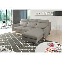 ECKSOFA Lederlook Echtleder Schlammfarben  - Chromfarben/Schlammfarben, Design, Leder/Textil (236/168cm) - Livetastic