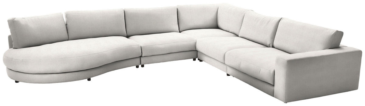 ECKSOFA in Chenille, Cord Creme  - Creme/Schwarz, Design, Kunststoff/Textil (425/365cm) - Lomoco