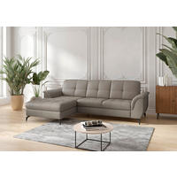 ECKSOFA ZORA E in Echtleder Grau  164/262 cm  - Schwarz/Grau, MODERN, Leder/Metall (164/262cm) - Sit & More
