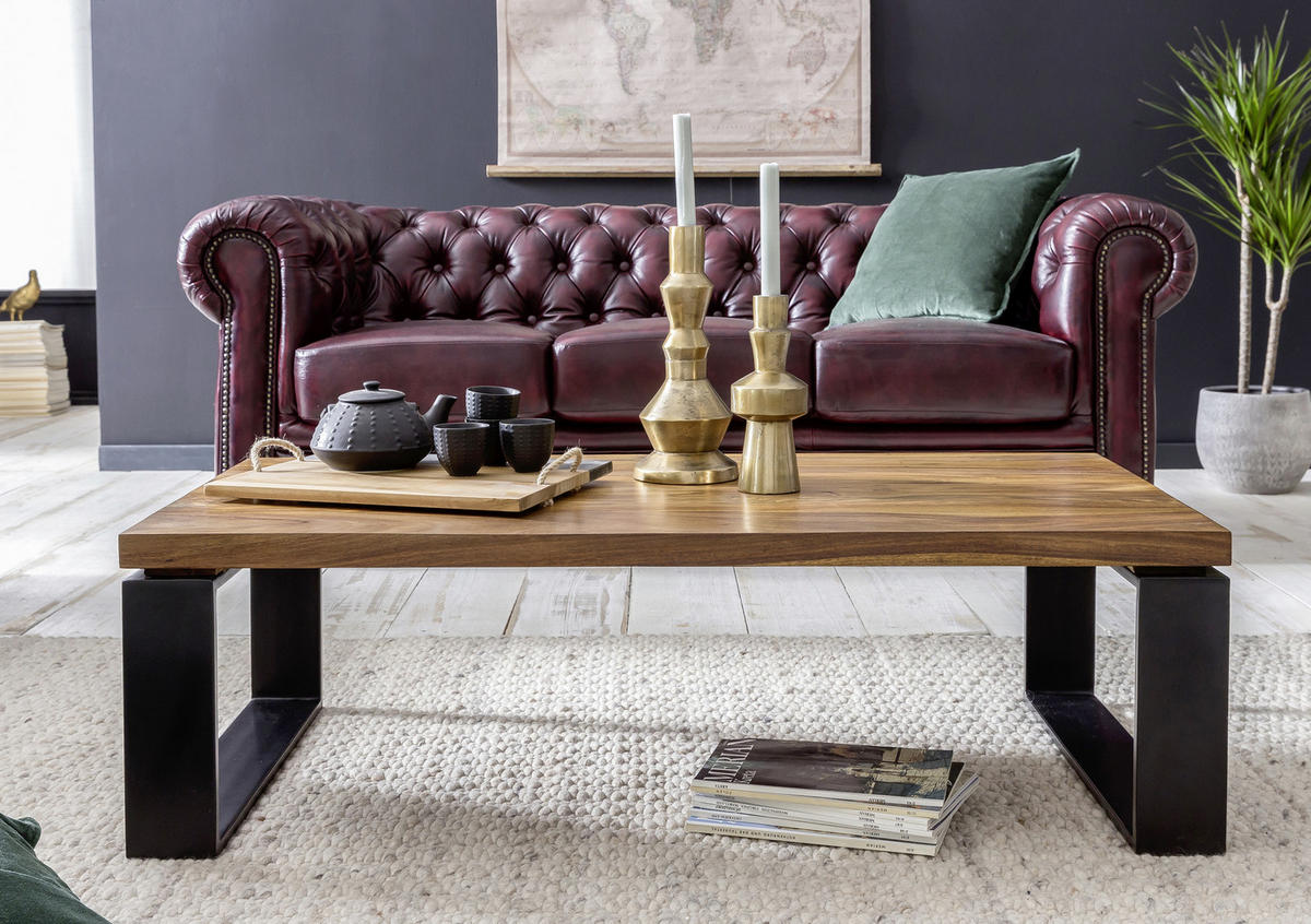 COUCHTISCH in Holz 115/60/35 cm  - Sheeshamfarben/Schwarz, Design, Holz/Metall (115/60/35cm) - MID.YOU