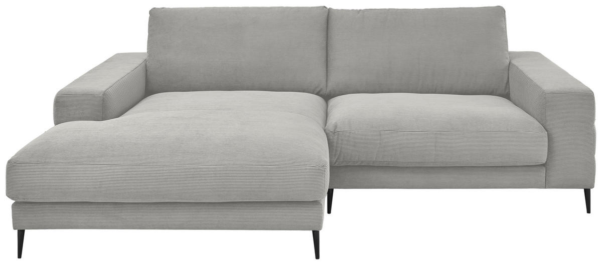 ECKSOFA in Feincord Hellgrau  - Hellgrau/Schwarz, Design, Textil/Metall (177/253cm) - Dieter Knoll