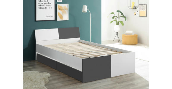 KINDER-/JUNIORBETT 120/200 cm  in Graphitfarben, Weiß  - Schwarz/Graphitfarben, MODERN, Holzwerkstoff/Kunststoff (120/200cm) - Carryhome